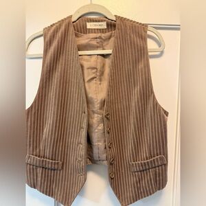 Striped Brown Vest with Buttons